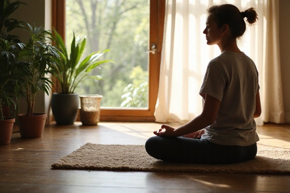 A blog post image showing a person meditating or relaxing, symbolizing stress reduction and mindfulness.